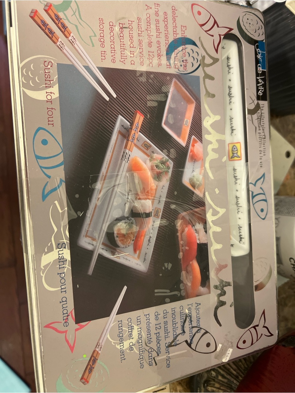 Sushi for Four Serving Set - White and Orange set of 2